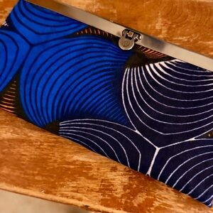 Uju African Print Elegant Blue and Black Patterned Clutch